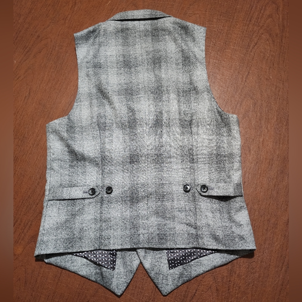 Murano Black and Gray Checkered Men's Vest and Pants Set - Picture 11 of 16